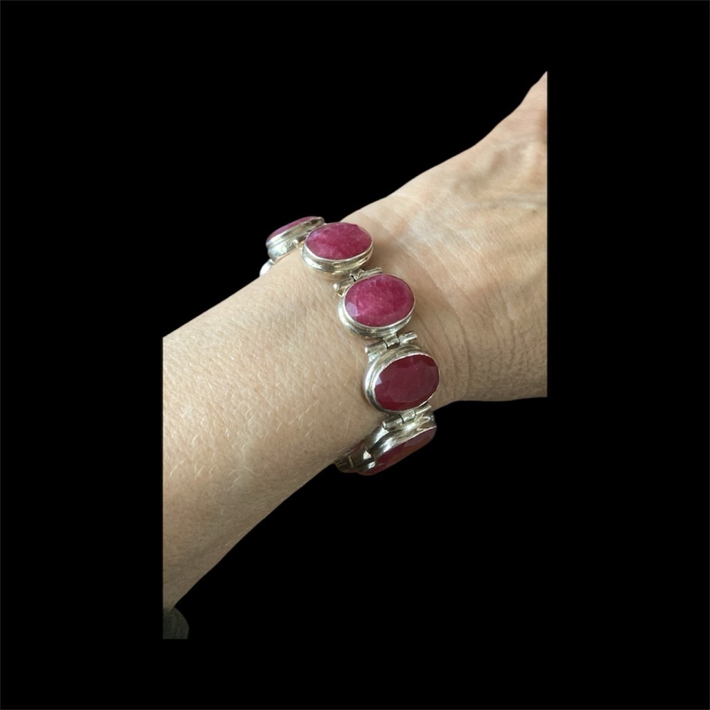 Sterling and blood ruby bracelet
